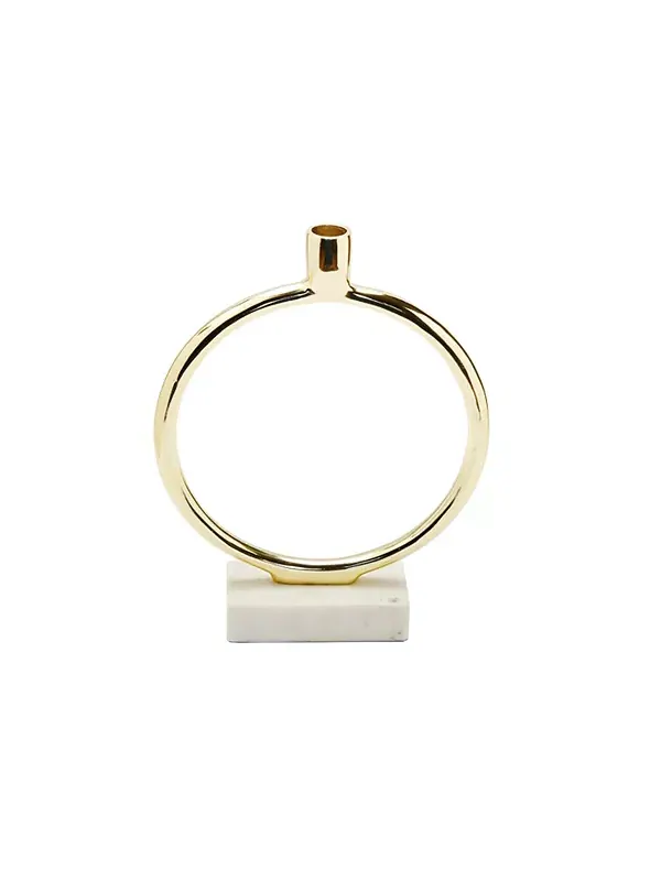 Круглый конический подсвечник на мраморном основании, высота 11,75 дюймов Classic Touch — изображение 2 из 3, золото