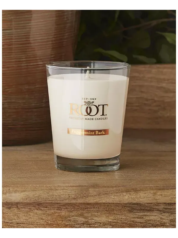 Большая свеча в стеклянной банке с ароматом коры перечной мяты Root Candles — изображение 2 из 4, прозрачный
