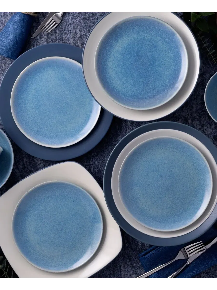 Набор из 4 салатных тарелок Colorwave Kiln Azure Coupe Noritake — изображение 3 из 7, синий