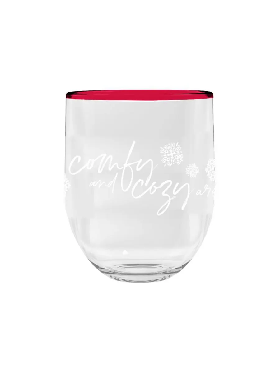 Набор из 6 уютных бокалов Holiday Cozy Stemless, 425 мл, из высококачественного акрила Abode — изображение 1 из 1, красный
