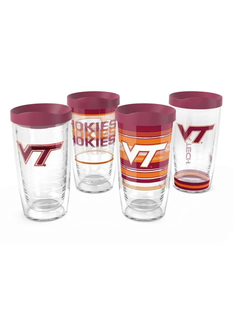 Набор из 4 стаканов Tervis с символикой Virginia Tech Hokies, 16 унций (0,47 л) Tervis