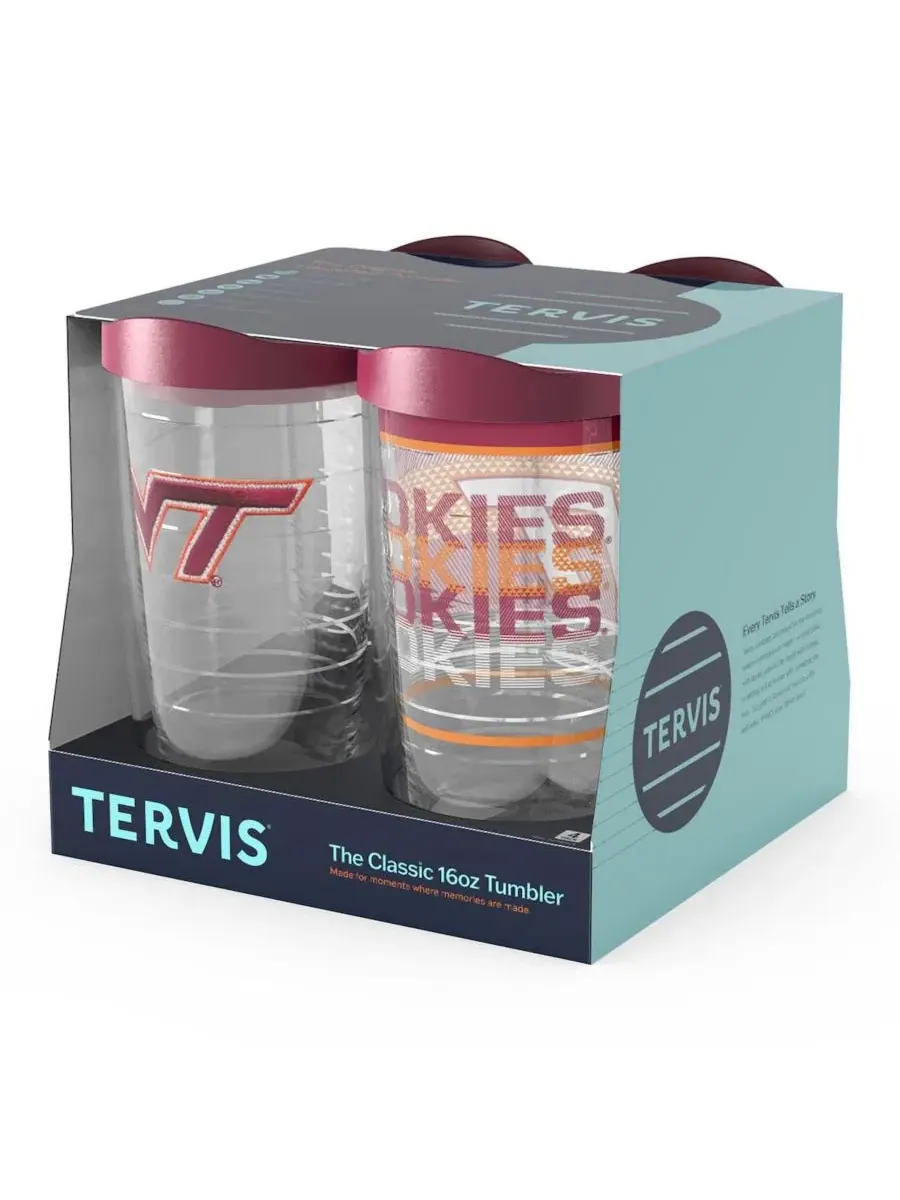 Набор из 4 стаканов Tervis с символикой Virginia Tech Hokies, 16 унций (0,47 л) Tervis — изображение 2 из 5, нет цвета