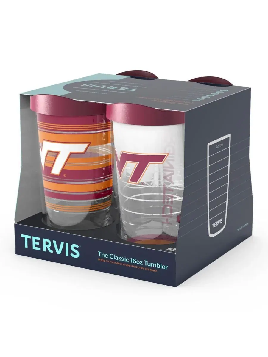 Набор из 4 стаканов Tervis с символикой Virginia Tech Hokies, 16 унций (0,47 л) Tervis — изображение 3 из 5, нет цвета