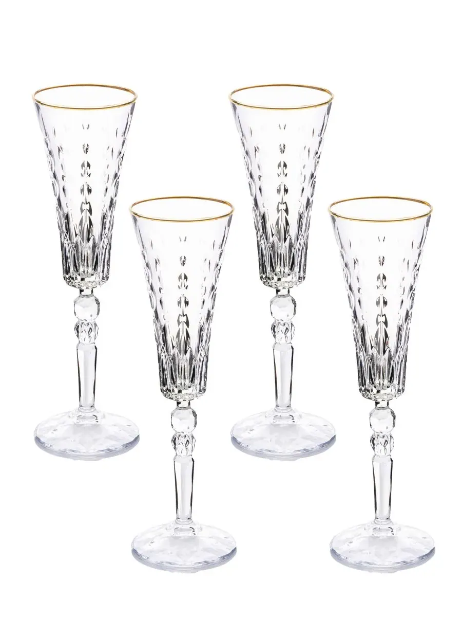Набор из 4 фужеров для игристого вина Marilyn Gold-Tone Lorren Home Trends — изображение 1 из 5, золото