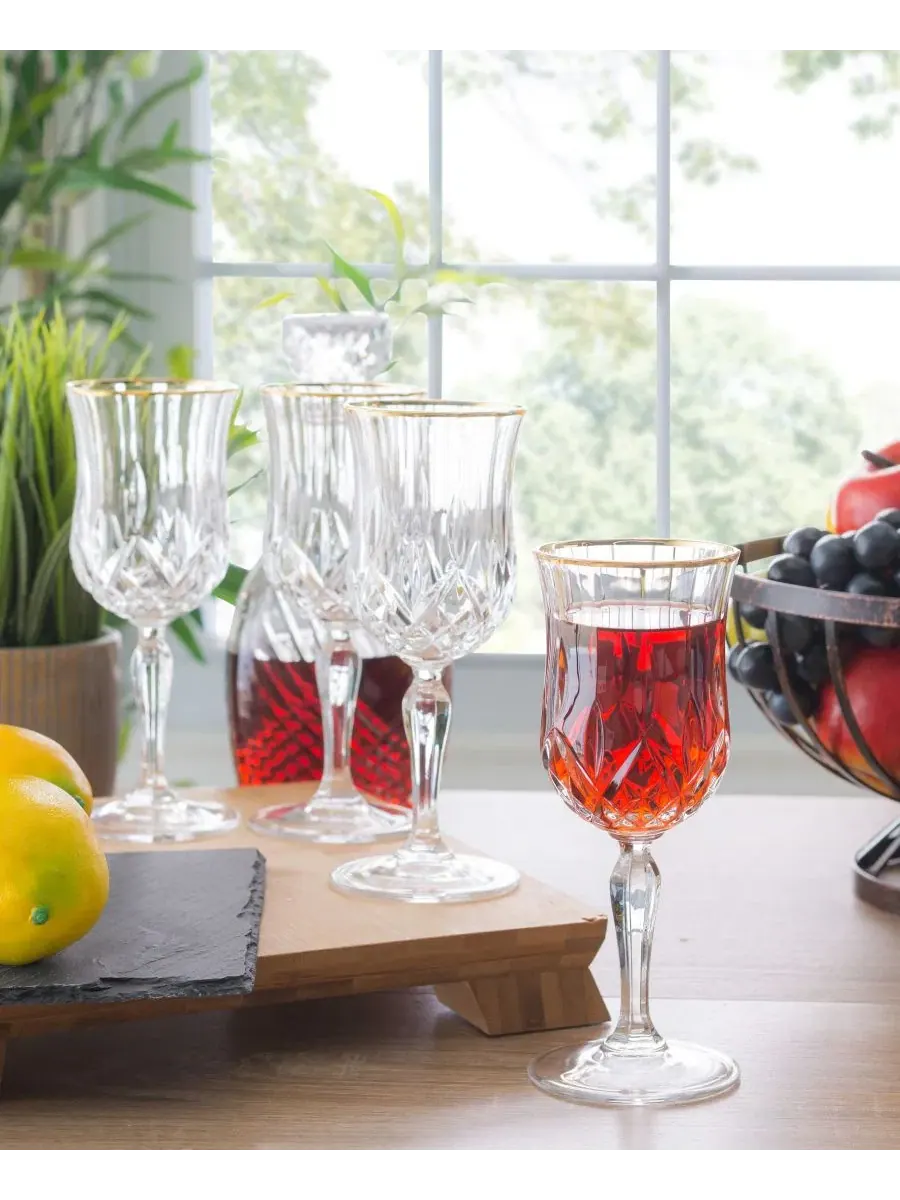 Набор из 4 бокалов для вина Opera с золотой каймой Lorren Home Trends — изображение 4 из 4, золотистый