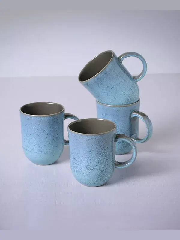 Керамические кружки-коуп, набор из 4 шт. Porto Brasil — изображение 2 из 4, голубой