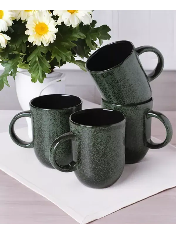 Керамические кружки-коуп, набор из 4 шт. Porto Brasil — изображение 3 из 4, зеленый