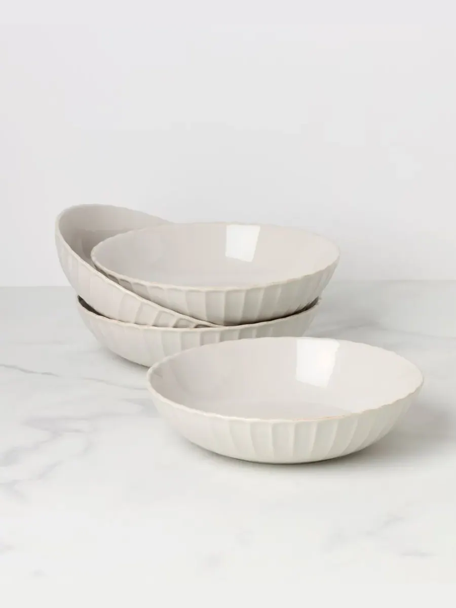 Набор из 4 тарелок для пасты French Perle Scallop Lenox — изображение 2 из 3, белый
