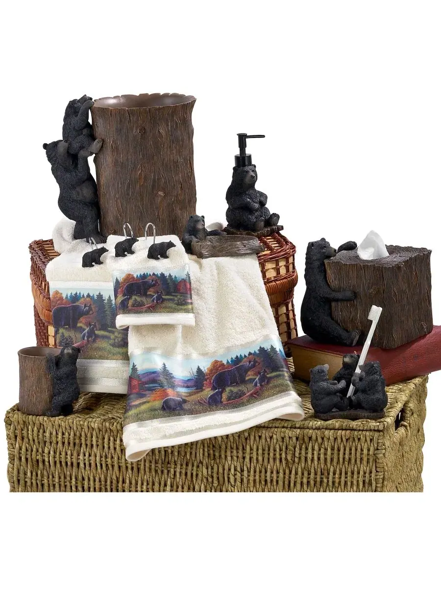 Подставка для зубных щеток из смолы Black Playful Bears Lodge Avanti — изображение 3 из 3, мульти