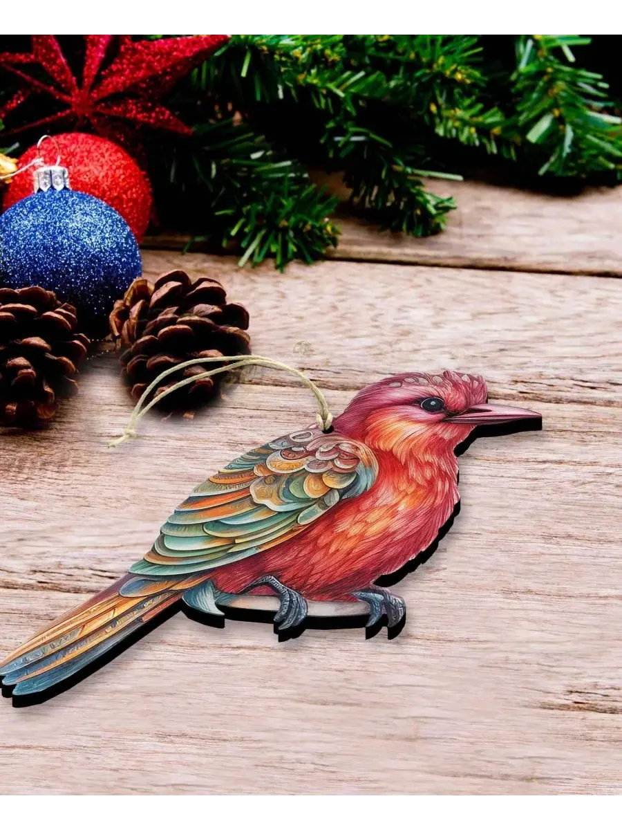 Набор елочных украшений Colorful Birds Holiday Ornaments, Set of 3 Designocracy — изображение 3 из 6, мульти