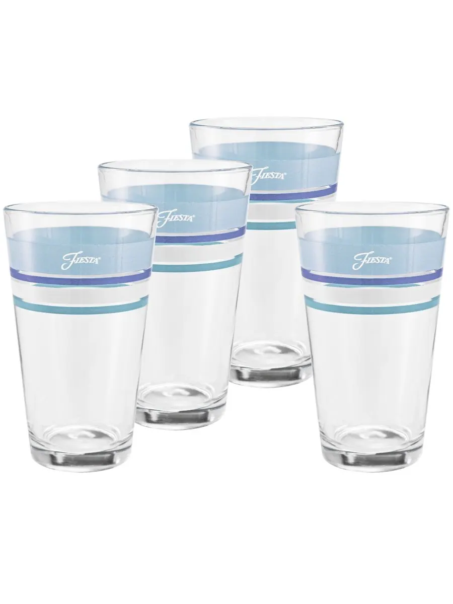 Набор из 4 бокалов Coastal Blues Edgeline Tapered Cooler Glasses Fiesta