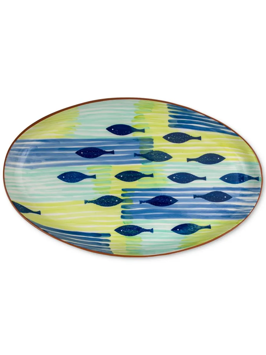 Овальное блюдо Costa Azul Pescador Euro Ceramica — изображение 1 из 3, синий