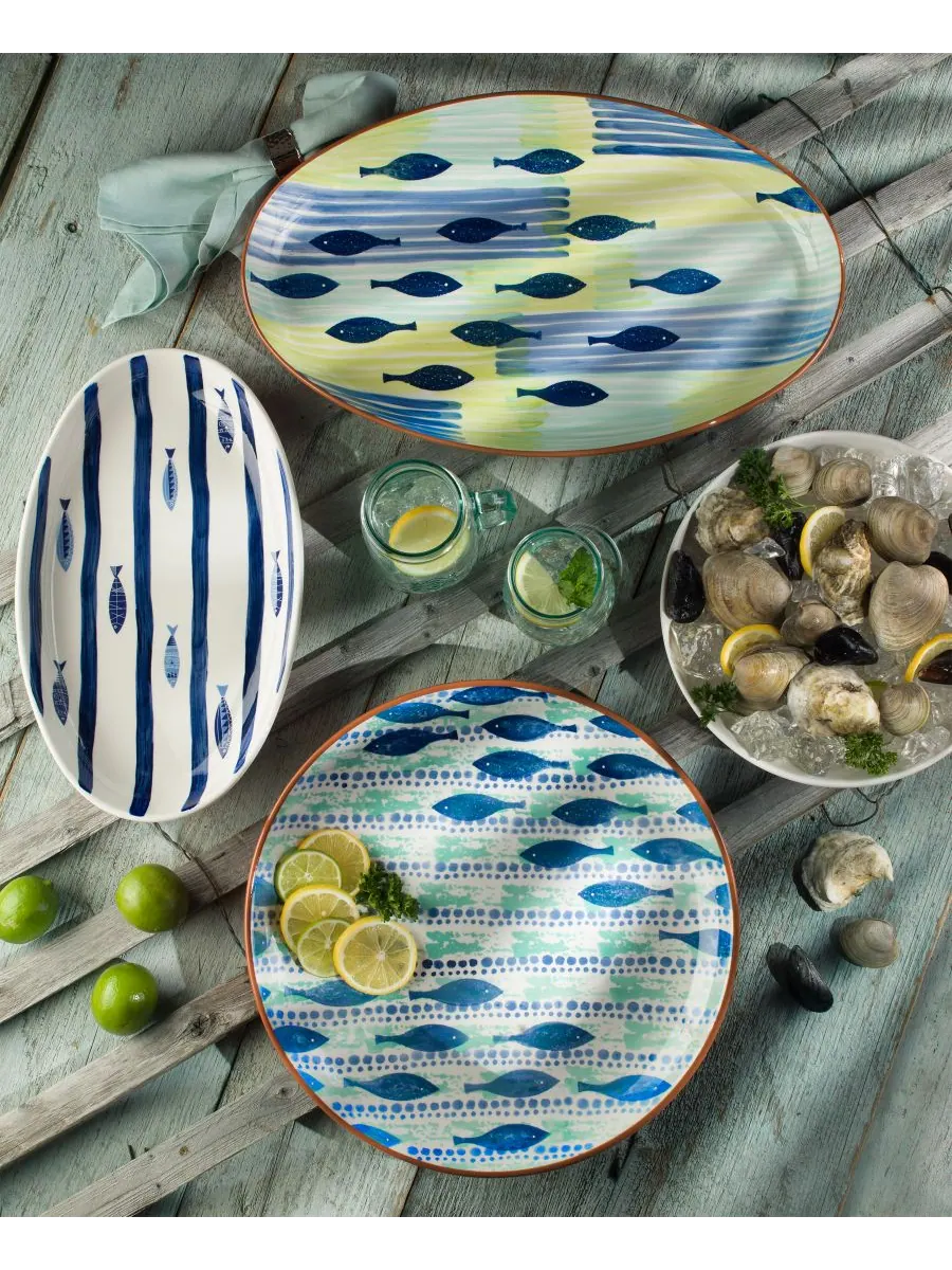 Овальное блюдо Costa Azul Pescador Euro Ceramica — изображение 3 из 3, синий