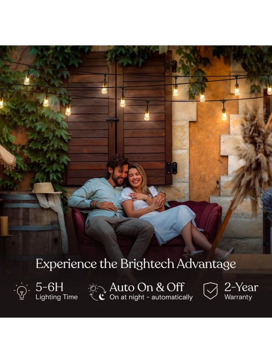 Brightech Уличная светодиодная гирлянда Glow длиной 27 футов на солнечных батареях с латунной — изображение 2 из 9