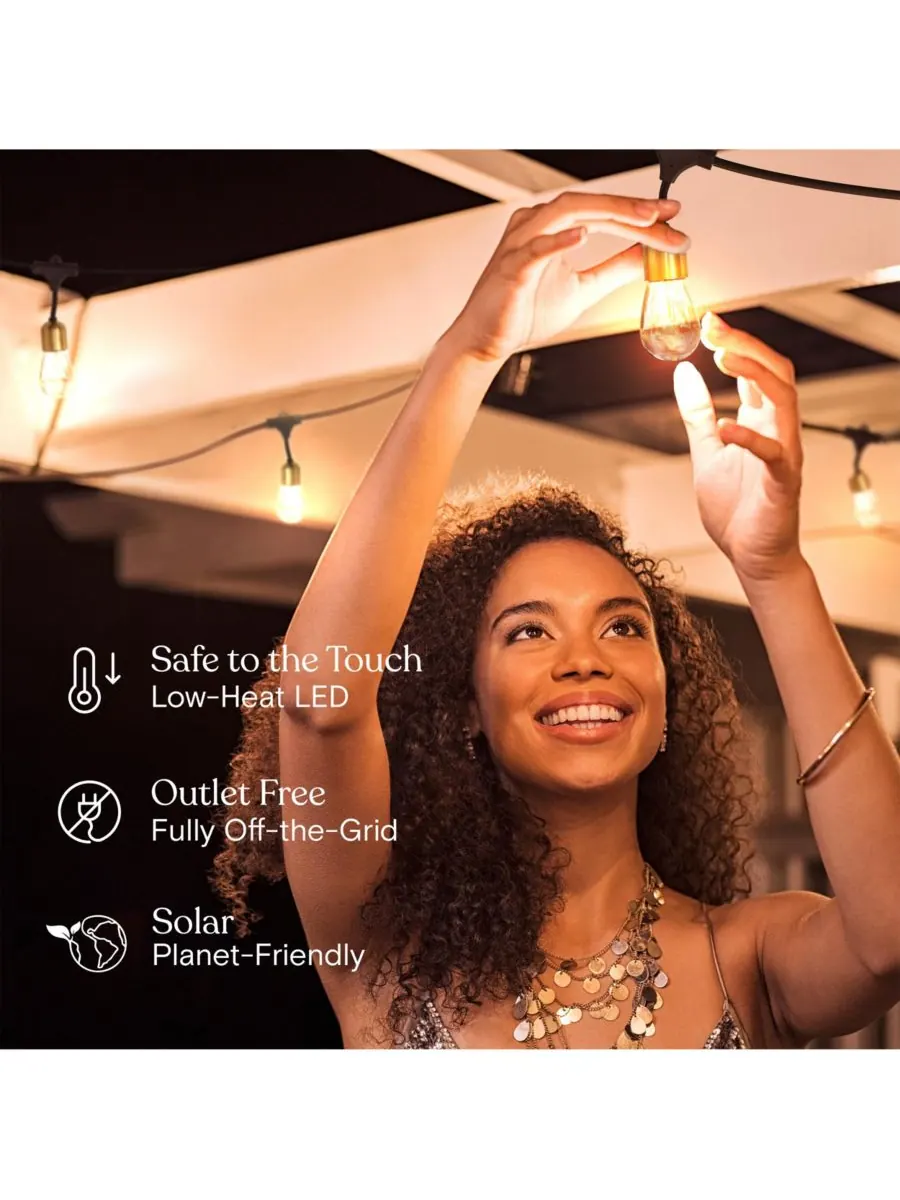 Brightech Уличная светодиодная гирлянда Glow длиной 27 футов на солнечных батареях с латунной — изображение 7 из 9