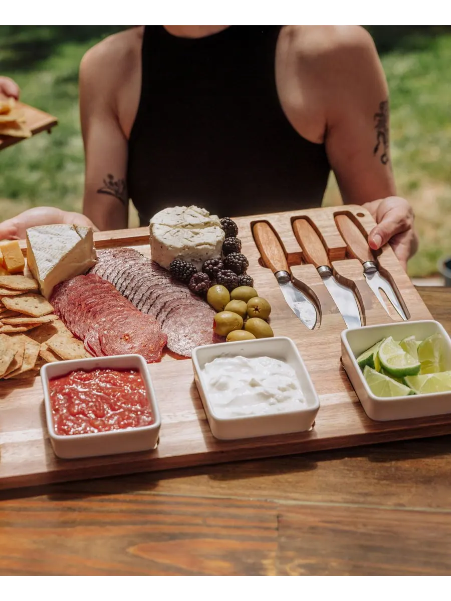 Набор для приготовления сырной тапас Picada с мисочками для соусов Toscana — изображение 2 из 10, коричневый