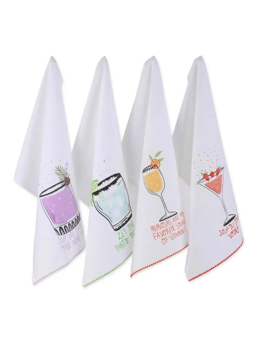 Набор из 4 бокалов Pop Fizz Home Collection Sassy Cocktails, 18 x 28 дюймов Design Imports — белый