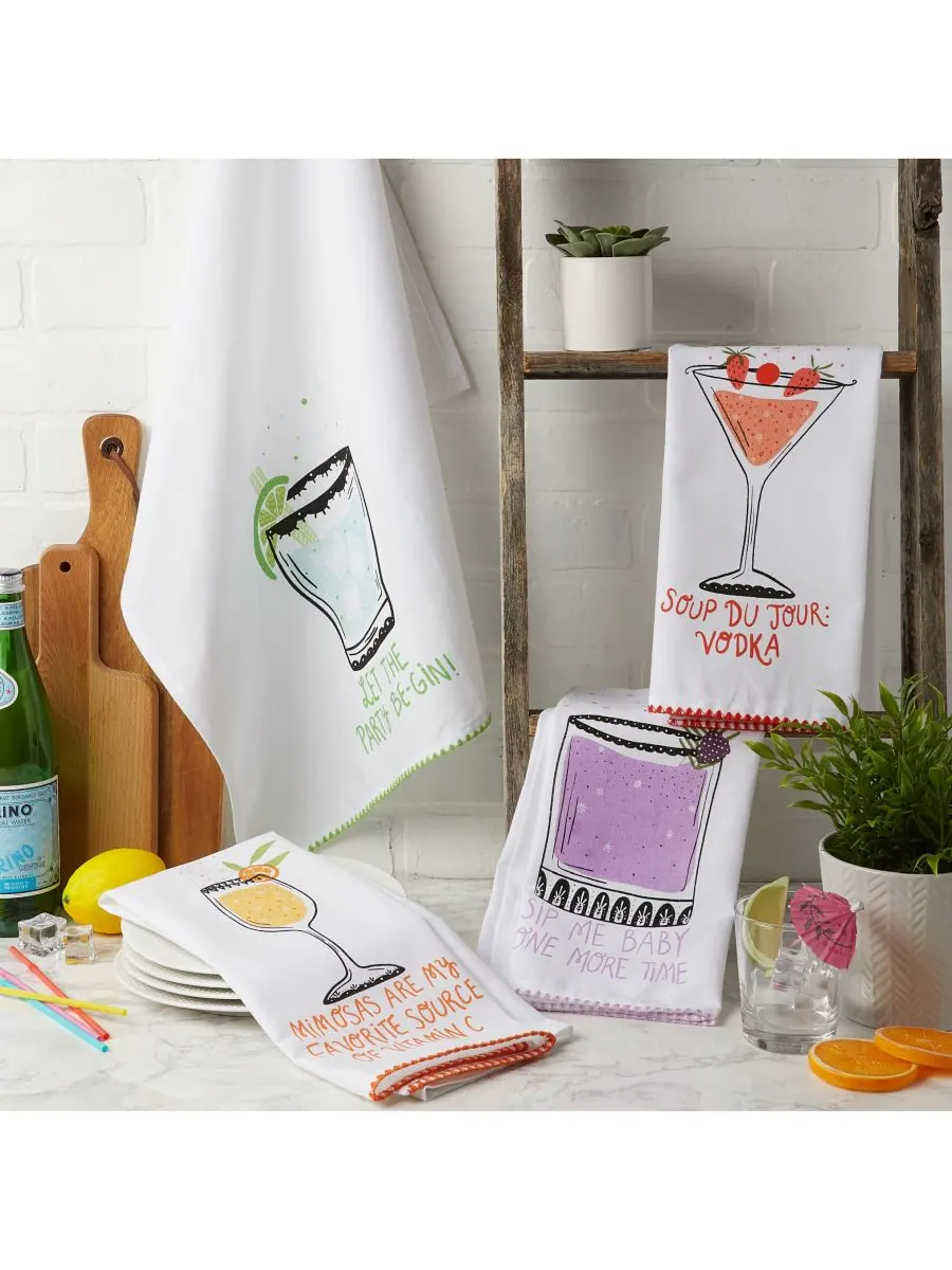 Набор из 4 бокалов Pop Fizz Home Collection Sassy Cocktails, 18 x 28 дюймов Design Imports — изображение 2 из 10, белый