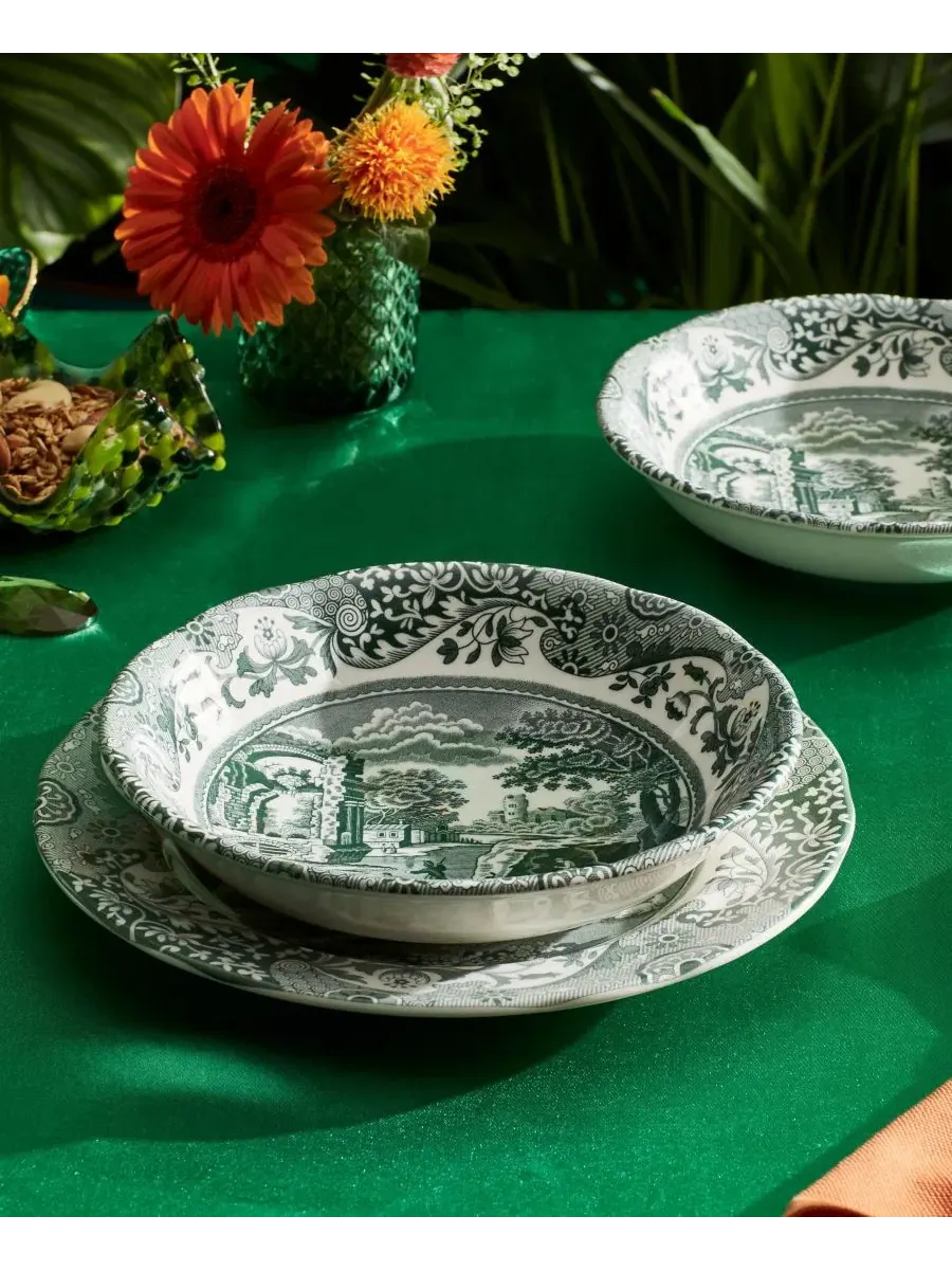 Набор из 4 итальянских мисок для хлопьев Heritage Green Spode — изображение 2 из 10, зеленый