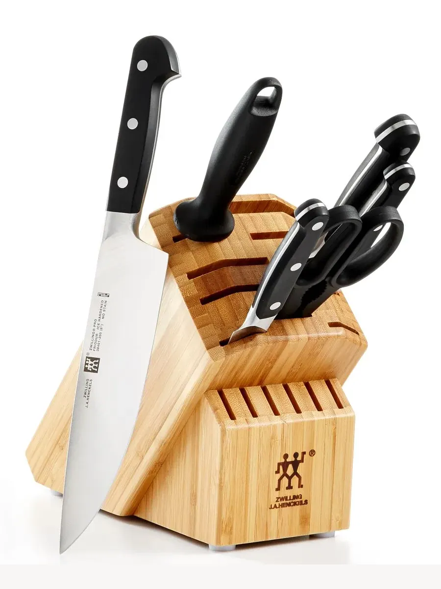 Набор кухонных ножей в блоке ZWILLING Pro, 7 предметов, натуральный/бамбук — изображение 1 из 4, бежевый