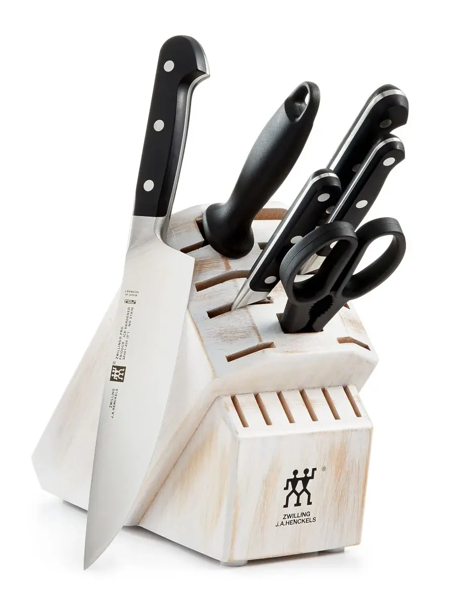Набор кухонных ножей в блоке ZWILLING Pro, 7 предметов, натуральный/бамбук — изображение 3 из 4, бежевый