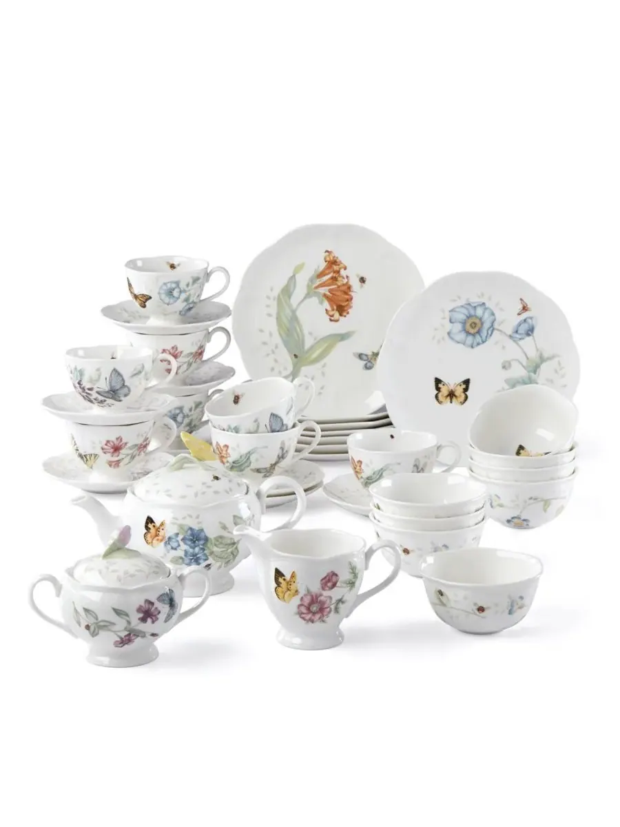 Чайный и десертный сервиз Butterfly Meadow, 37 предметов, на 8 персон Lenox
