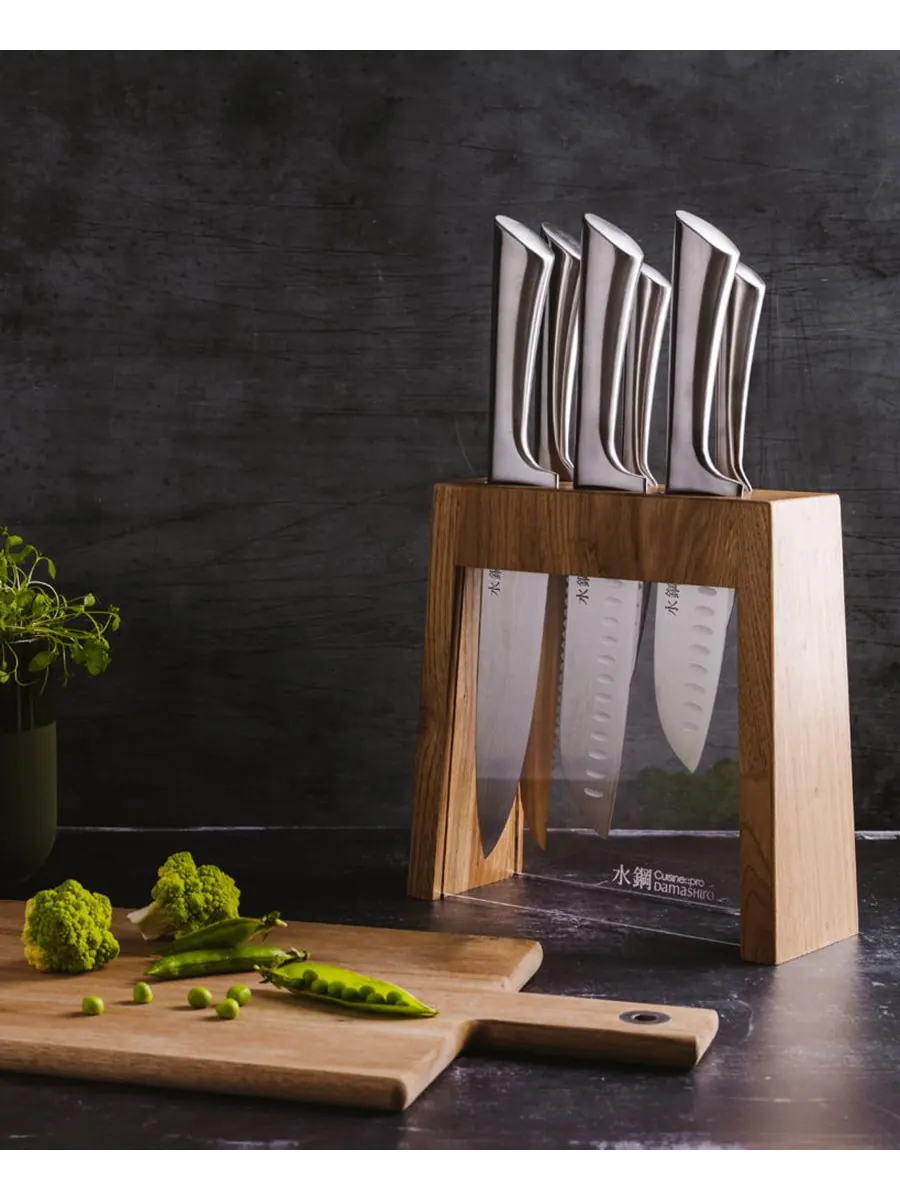 Набор ножей Damashiro Mizu с подставкой из дуба, 7 предметов Cuisine::pro, — изображение 5 из 7, нет цвета
