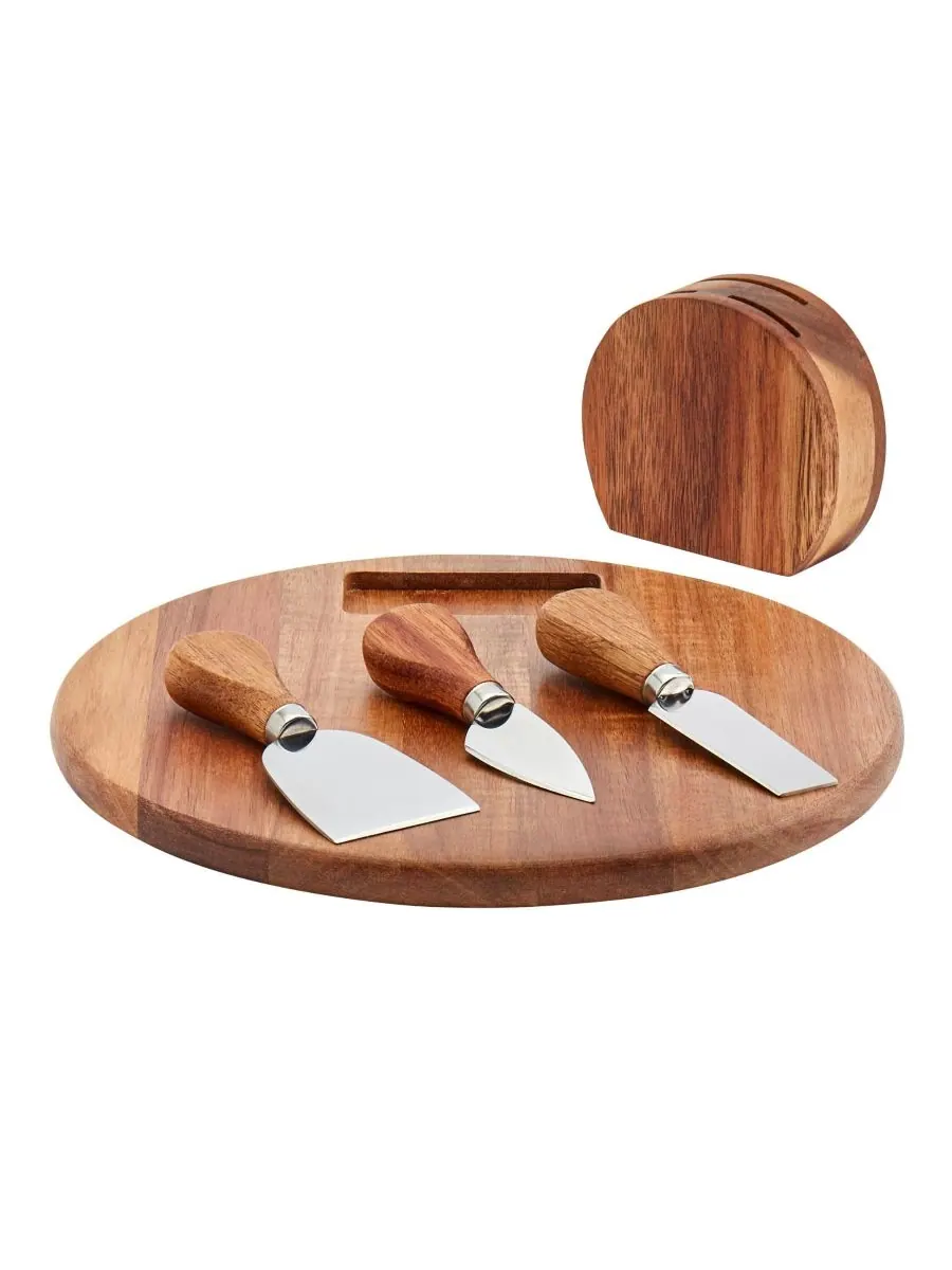 Набор из 5 круглых сервировочных досок из акации Tabletops Gallery — коричневый
