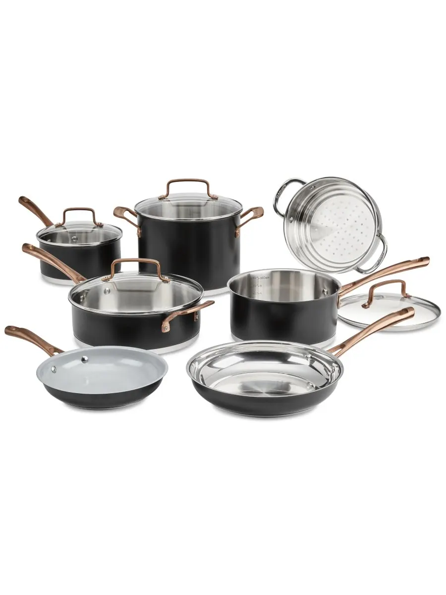 Cuisinart Набор посуды «Матовый черный элегантный», 11 предметов — изображение 1 из 10