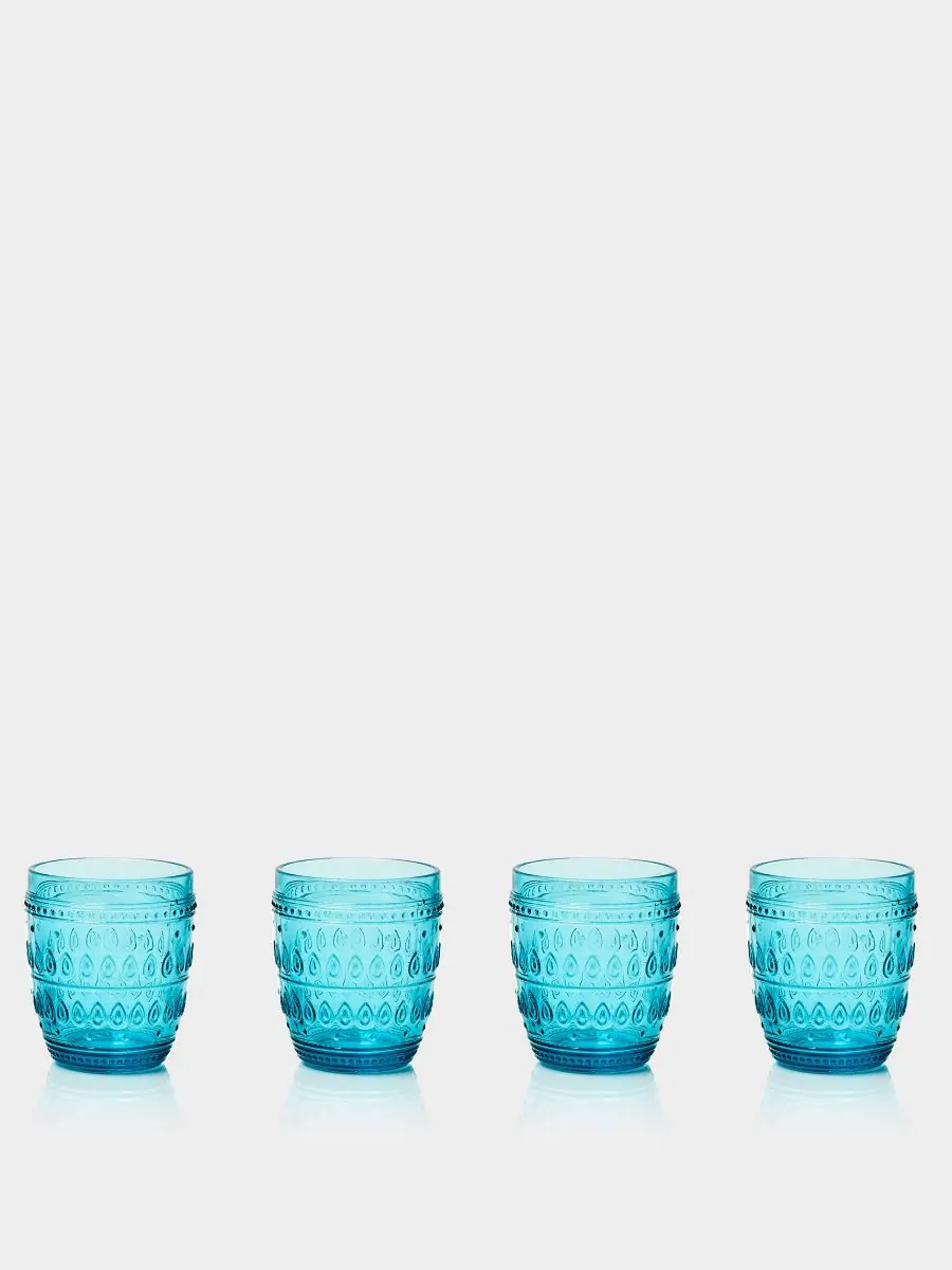 Набор из 4 бокалов для виски Fez Double Old Fashion Euro Ceramica — изображение 2 из 4, бирюзовый