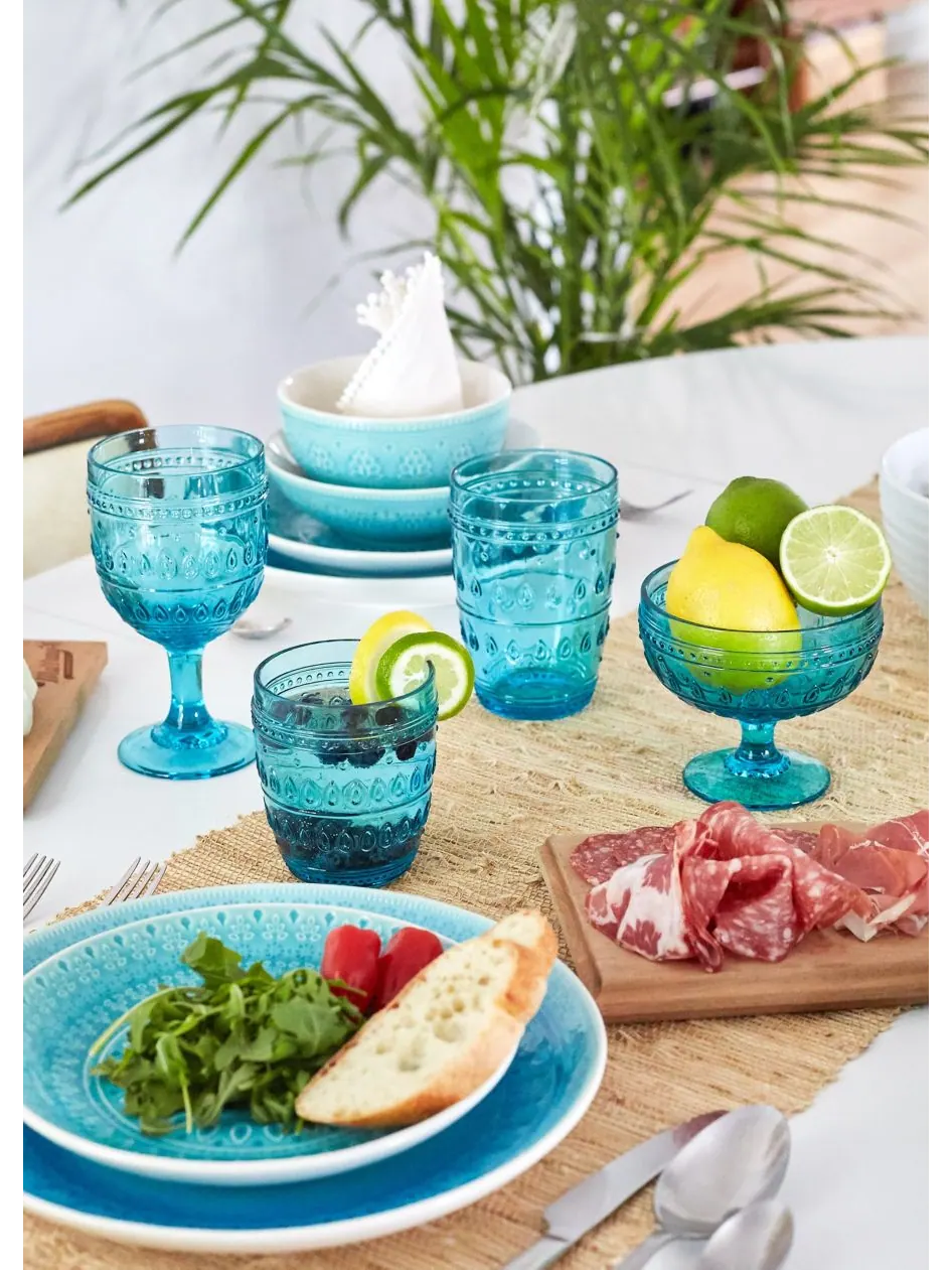 Набор из 4 бокалов для виски Fez Double Old Fashion Euro Ceramica — изображение 3 из 4, бирюзовый