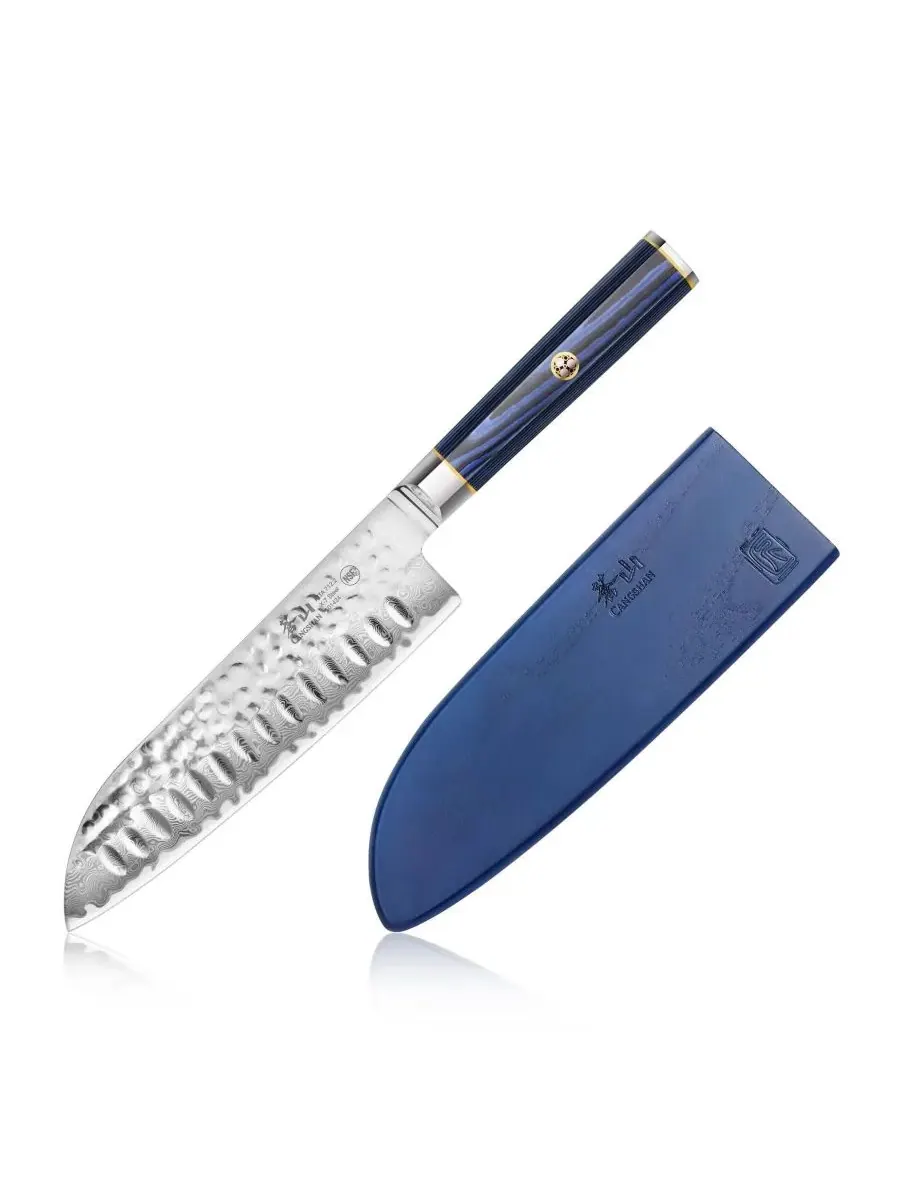 Нож Santoku серии Kita 18 см с ножнами Cangshan — синий