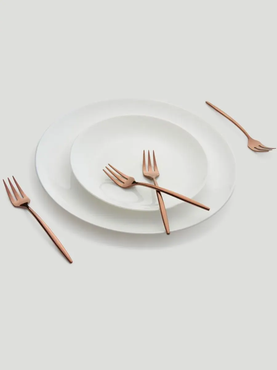 Набор коктейльных вилок Gaze Copper Mirror, 4 штуки Cambridge Silversmiths, медный — изображение 3 из 4, медь