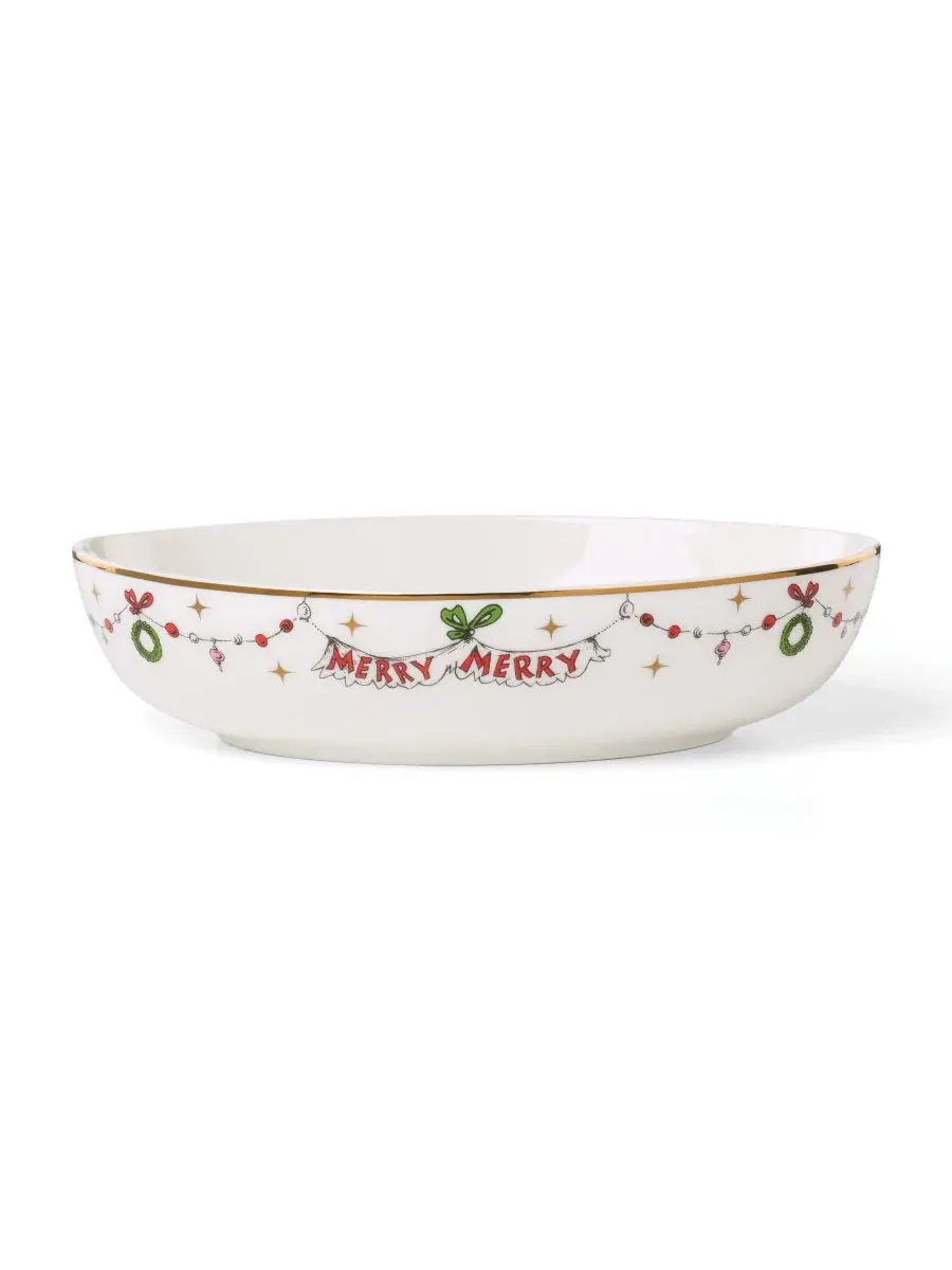 Сервировочная овальная миска Merry Grinchmas Lenox — изображение 2 из 4, белый