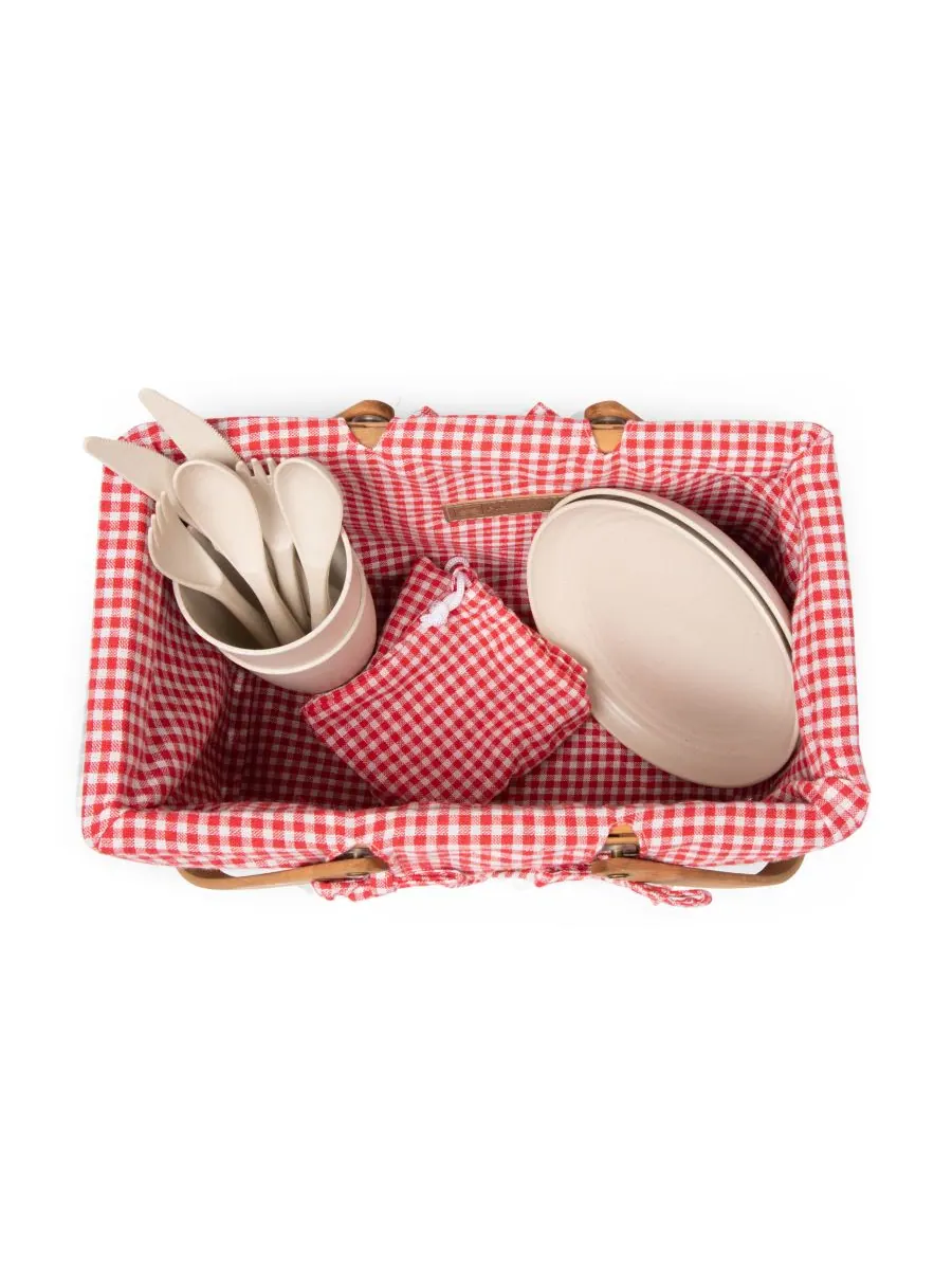 Корзина для пикника Piccola, сервиз на 2 персоны Picnic Time — изображение 4 из 6, красный