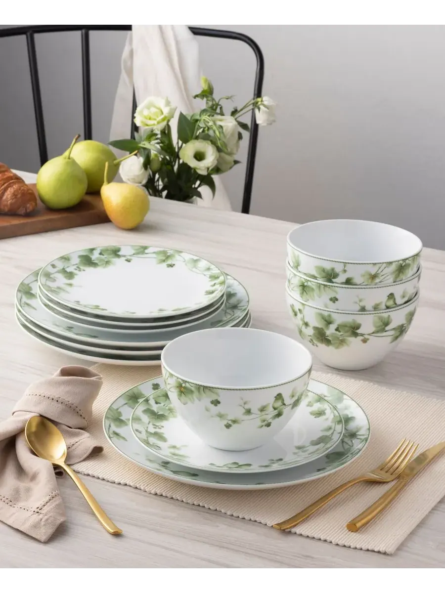 Набор посуды из 12 предметов на 4 персоны Noritake Ivy Whisper — изображение 2 из 10, зеленый