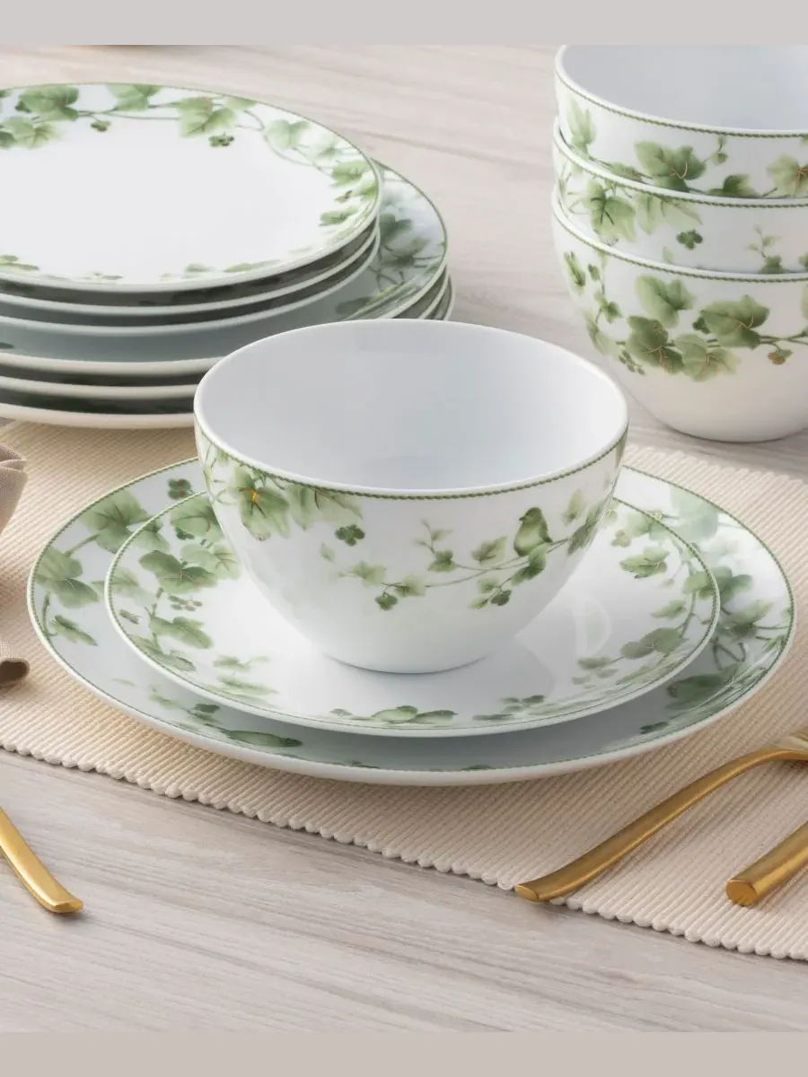 Набор посуды из 12 предметов на 4 персоны Noritake Ivy Whisper — изображение 3 из 10, зеленый