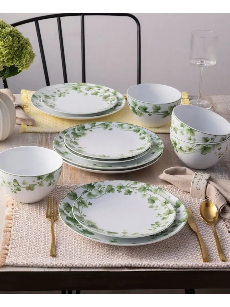 Набор посуды из 12 предметов на 4 персоны Noritake Ivy Whisper — изображение 4 из 10, зеленый