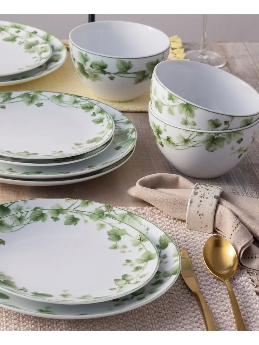 Набор посуды из 12 предметов на 4 персоны Noritake Ivy Whisper — изображение 6 из 10, зеленый