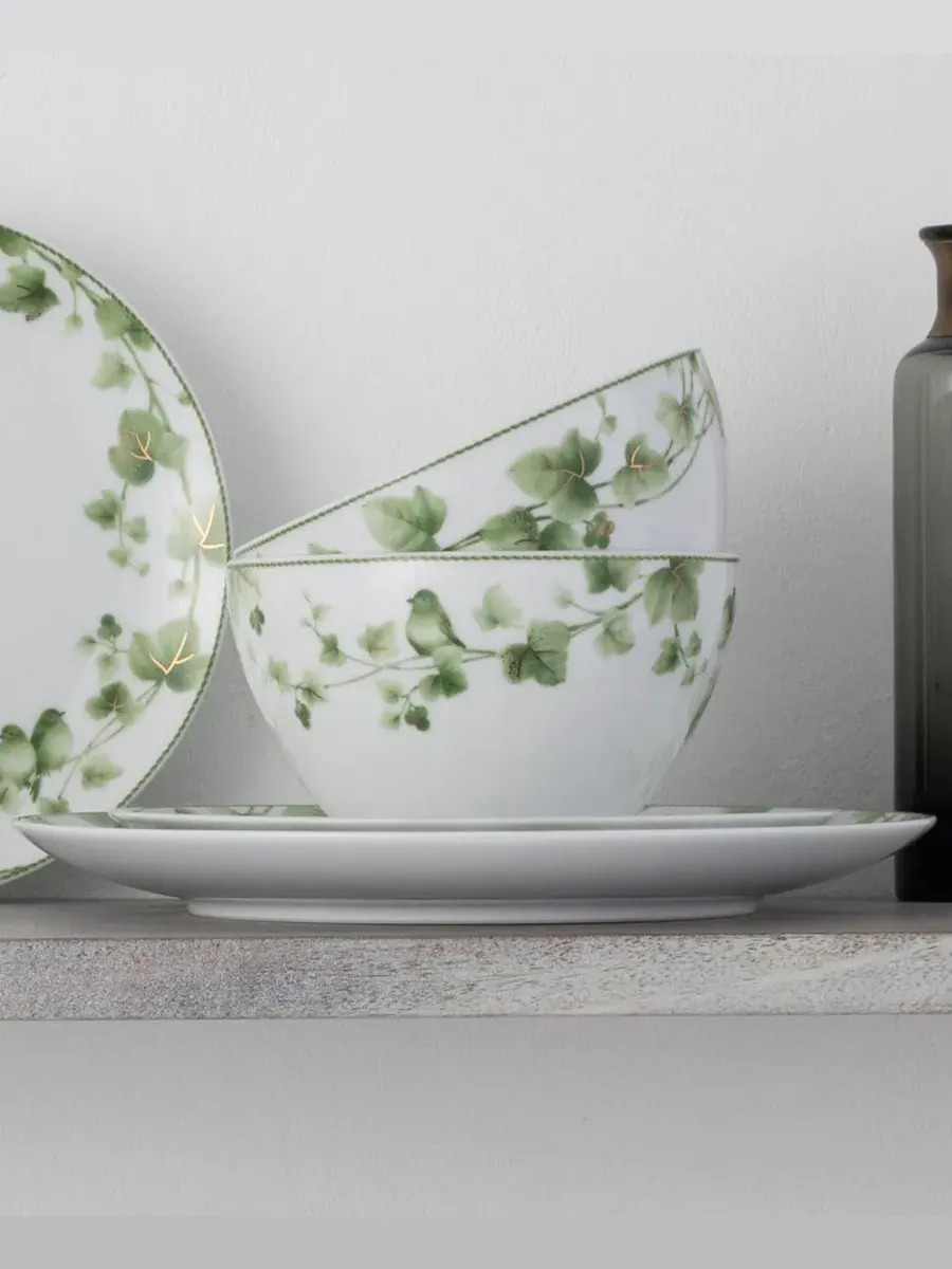 Набор посуды из 12 предметов на 4 персоны Noritake Ivy Whisper — изображение 9 из 10, зеленый