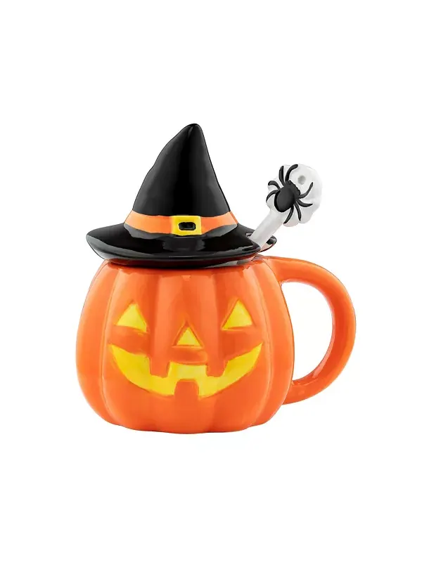 Кружка с крышкой и ложкой, тыквы Mr. Halloween