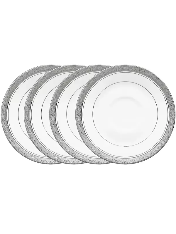 Набор из 4 блюдец Crestwood Platinum, сервиз на 4 персоны Noritake — изображение 1 из 4, белый