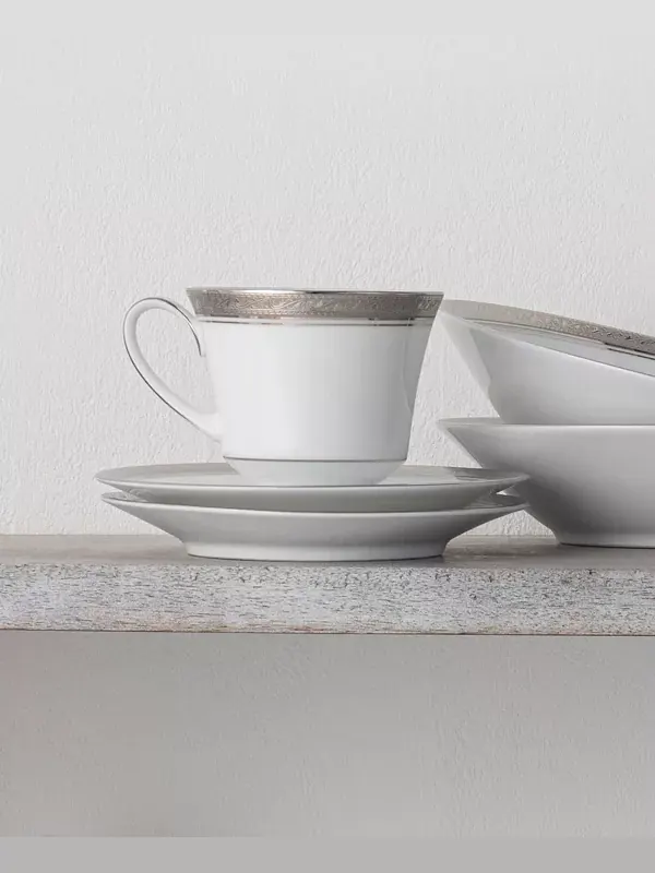 Набор из 4 блюдец Crestwood Platinum, сервиз на 4 персоны Noritake — изображение 4 из 4, белый
