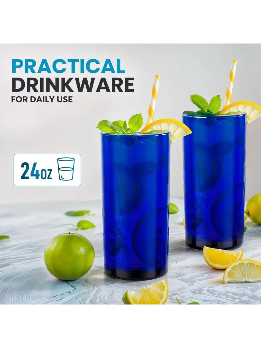 Набор из 6 стаканов 24 унции Zulay Kitchen — изображение 3 из 8, синий