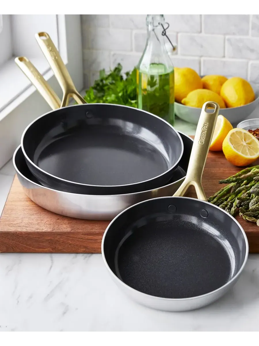Набор сковород GreenPan GP5 Stainless Steel, 3 предмета, 20/25/30 см — изображение 2 из 7, серебряный