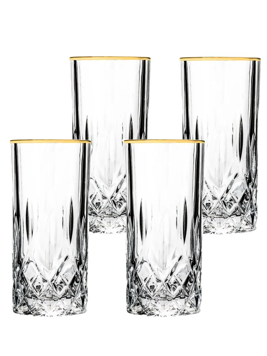 Набор из 4 хрустальных бокалов для коктейлей Opera Gold Collection с золотой окантовкой Lorren Home