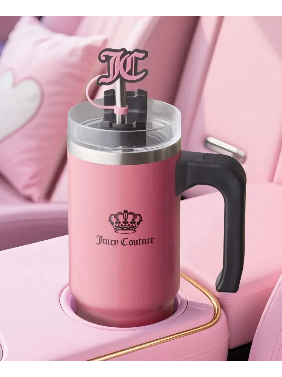 Полезная дорожная кружка Jetsetter из нержавеющей стали, 0,9 л Juicy Couture — изображение 2 из 10, розовый