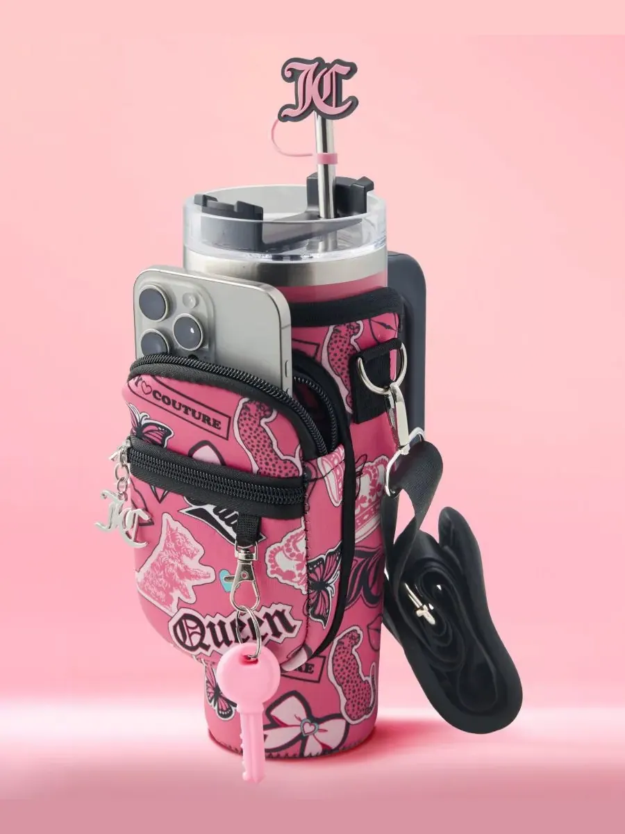 Полезная дорожная кружка Jetsetter из нержавеющей стали, 0,9 л Juicy Couture — изображение 8 из 10, розовый
