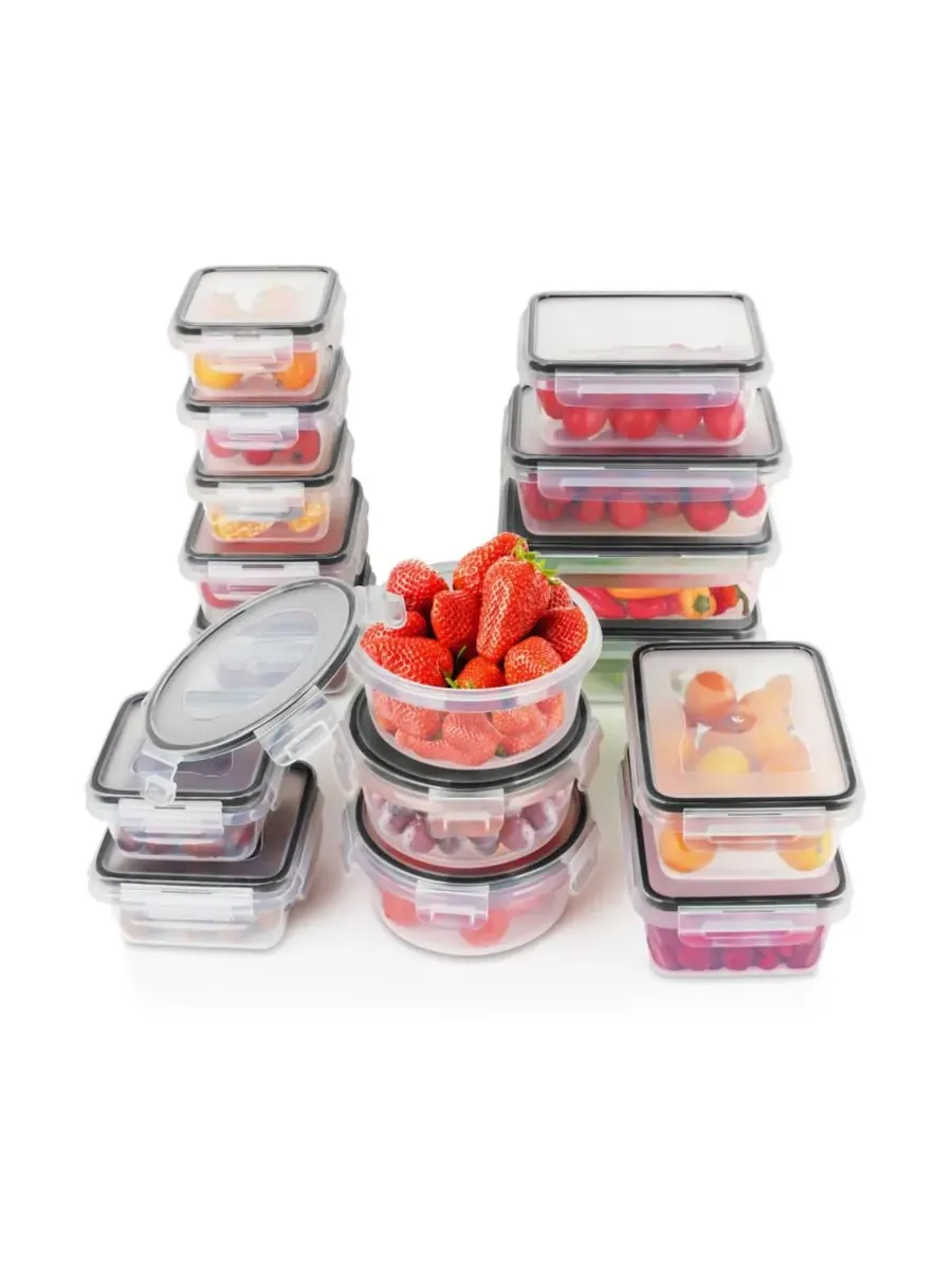Набор из 32 контейнеров для хранения продуктов без бисфенола-А с крышками (16 штук в упаковке) — изображение 8 из 9, белый