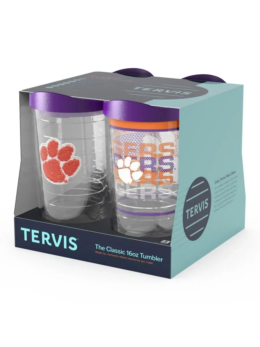 Набор из 4 стаканов Tervis Classic 16 унций, Clemson Tigers, Hype Stripes, Arctic и Competitor — изображение 2 из 5